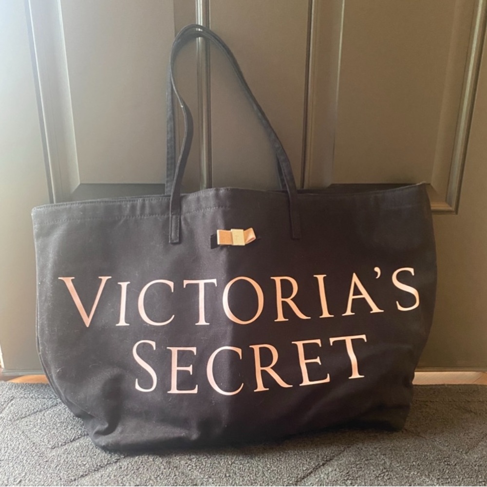 Victoria's Secret Black Tote with Metallic Logo